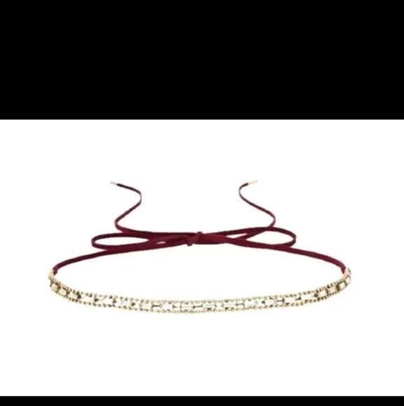 NWT Chloe + Isabel x Jen Atkin Suede + Baguette Headwrap + Choker - red - Picture 2 of 4